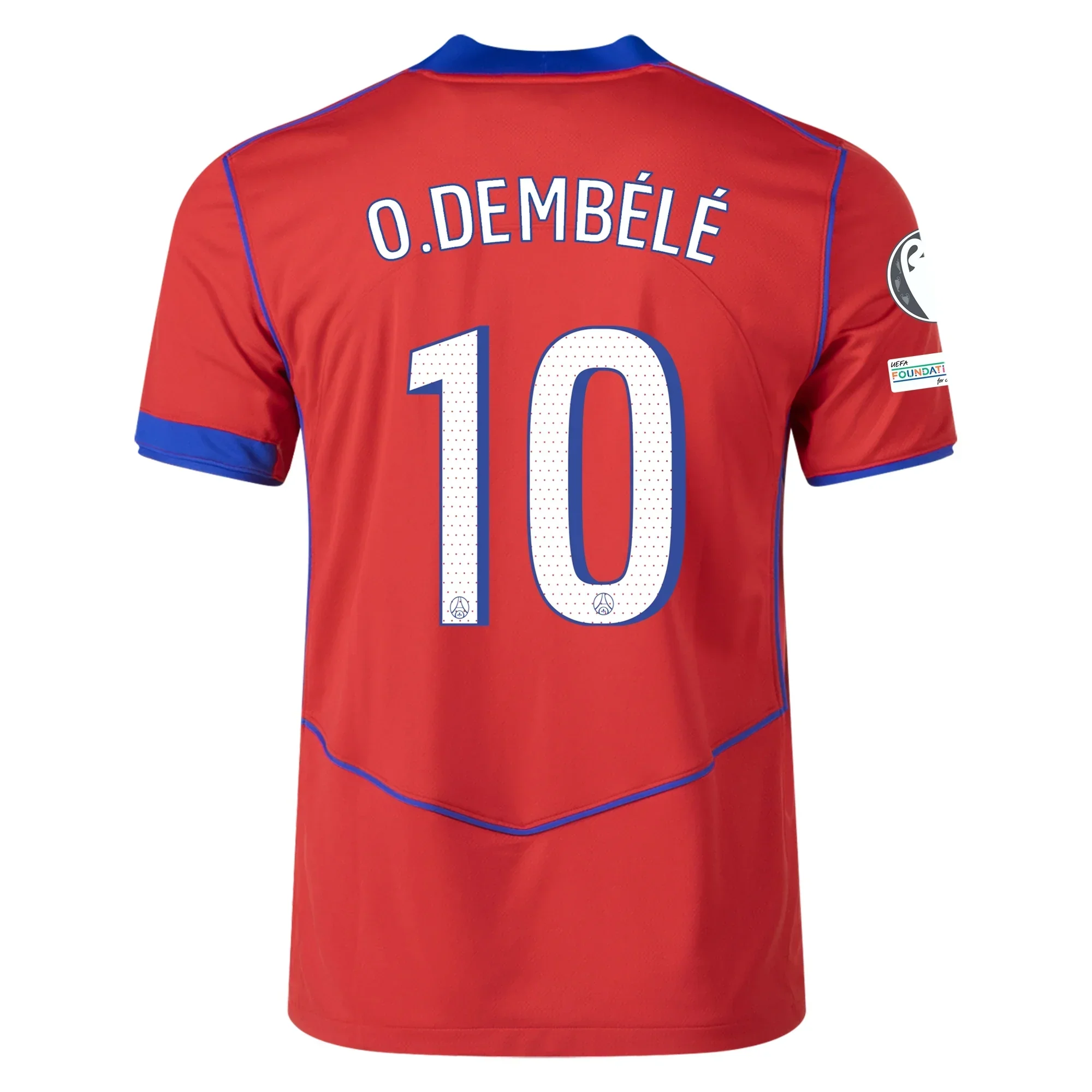 Men's Paris Saint-Germain Ousmane Dembele T90 Third Jersey w/ Champions League Patches 25/26 (Sport Red/Hyper Royal)
