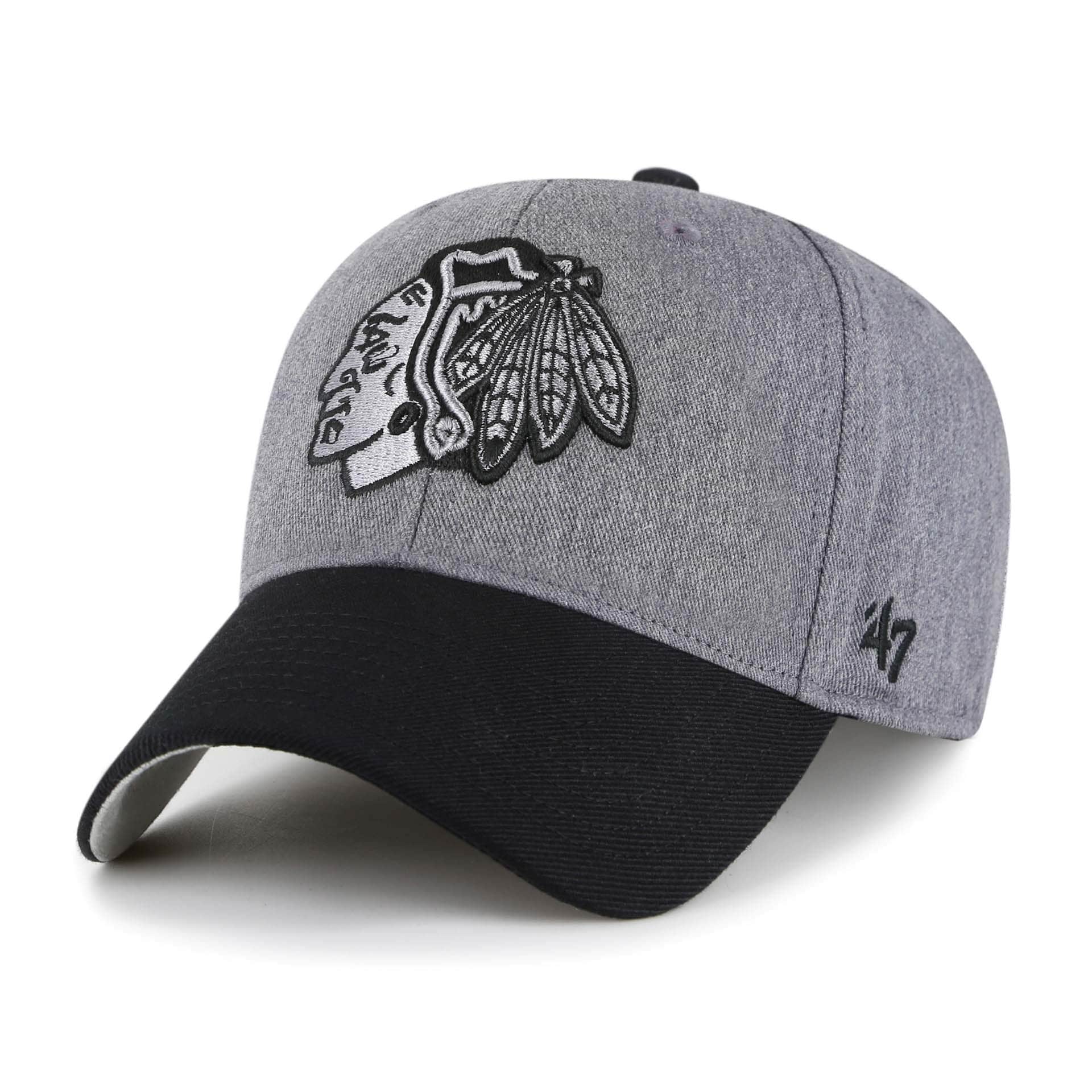 Chicago Blackhawks '47 MVP Granite Adjustable NHL Cap Charcoal