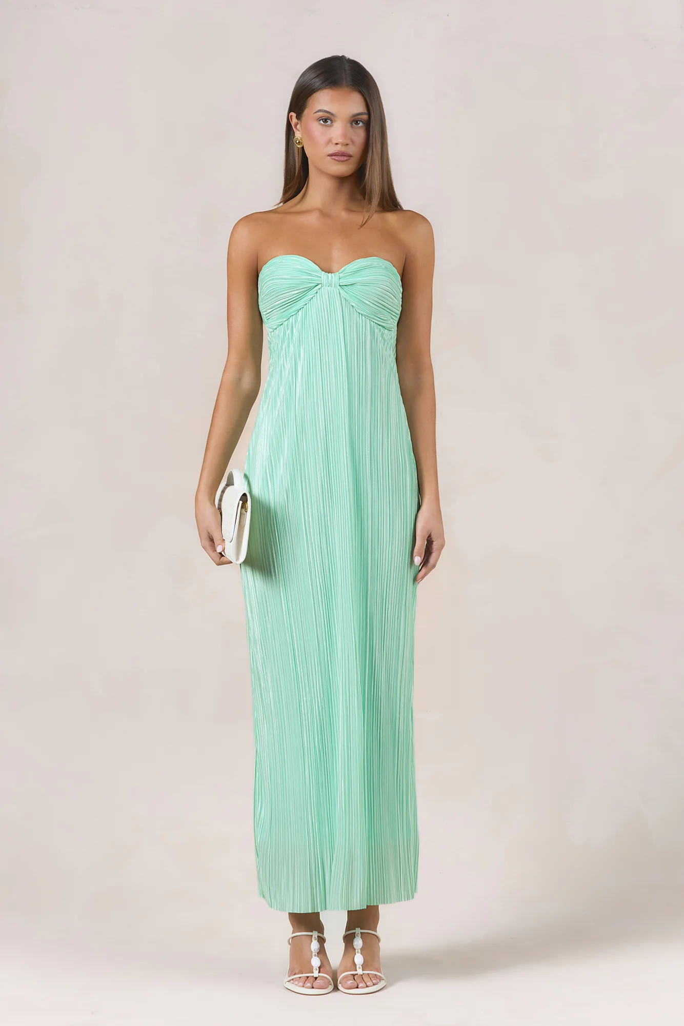 Island Solitude Plisse Strapless Maxi Dress Aqua