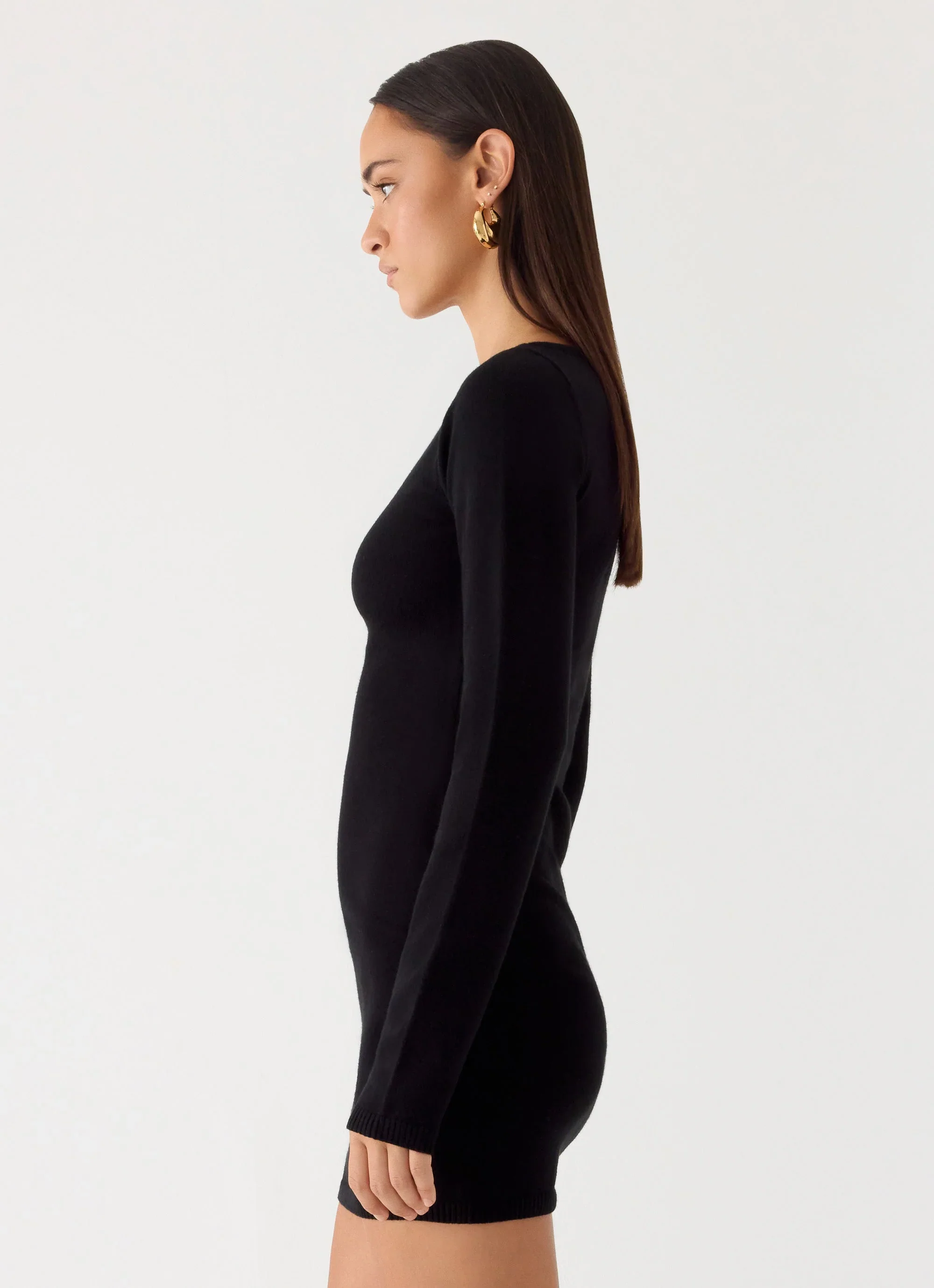Soft Vision Knit Mini Dress - Black