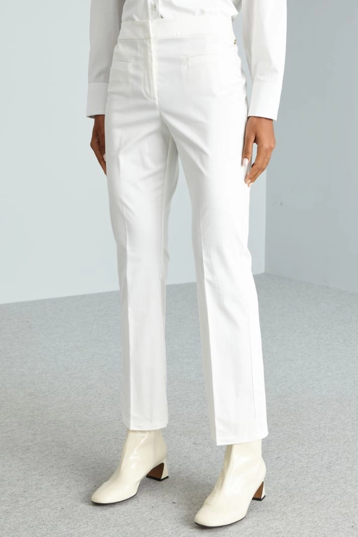 Cotton satin trousers - WHITE