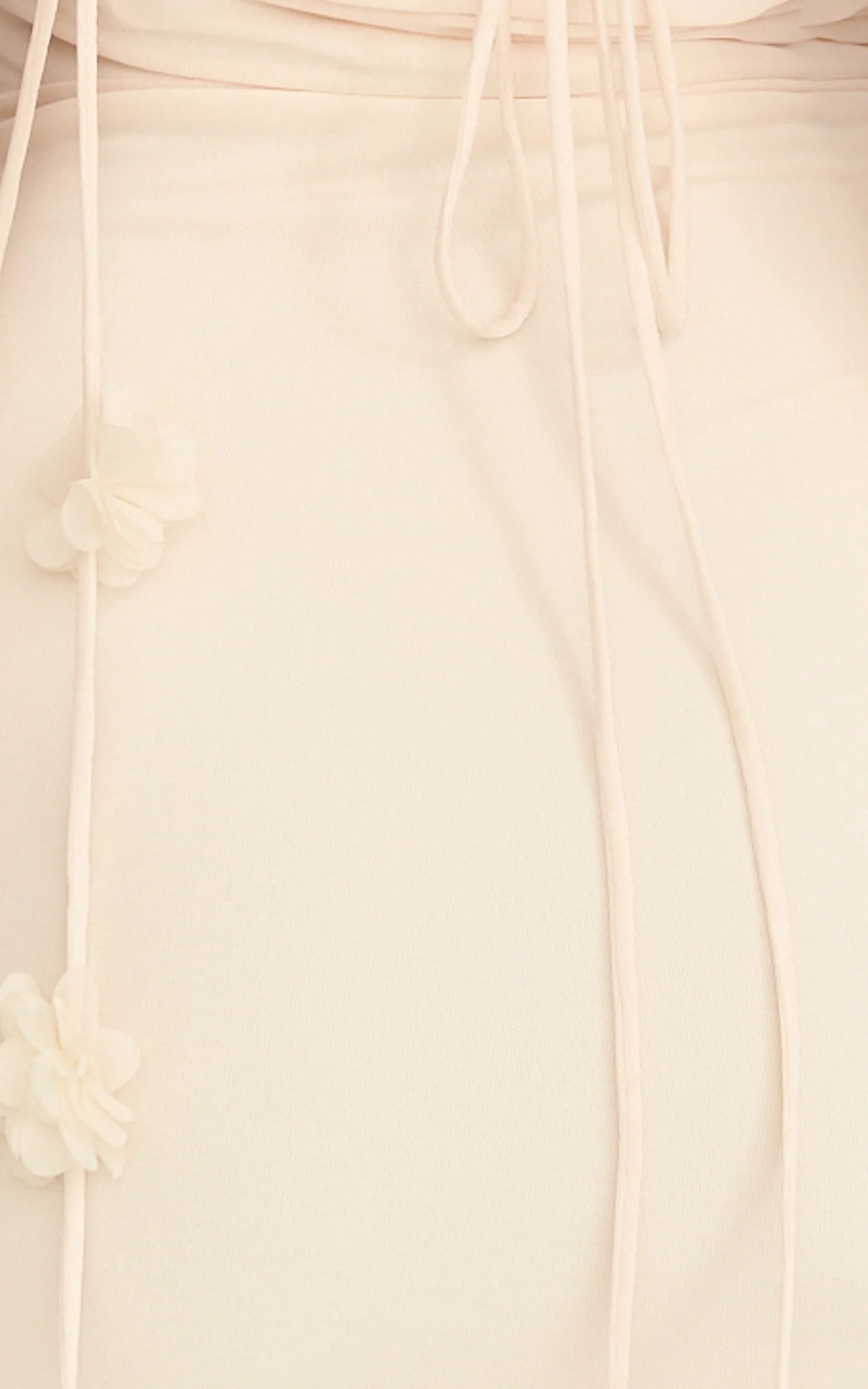 Penny Mini Dress - Draped Cowl Neck 3D Flower Fitted Dress in Cream