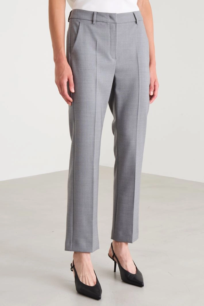 Wool cigarette trousers - GREY