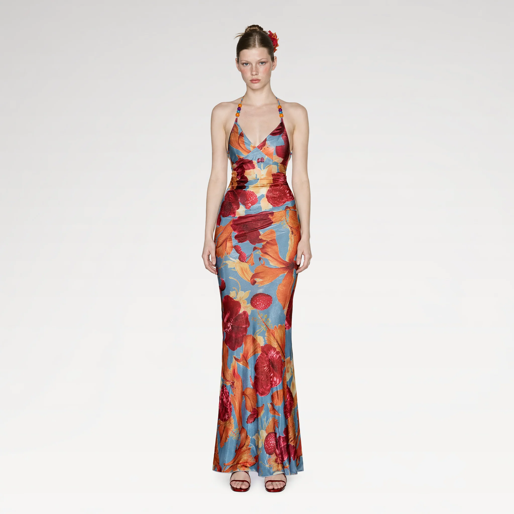 Fitted Backless Print Dress