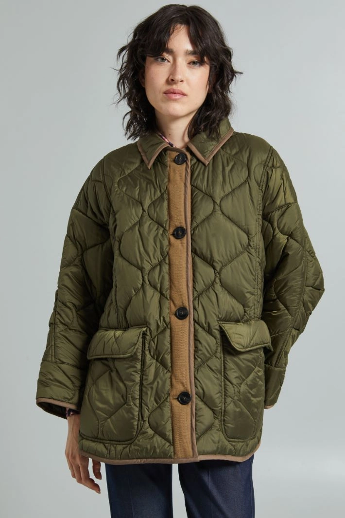 Padded jacket with side slits - KHAKI GREEN