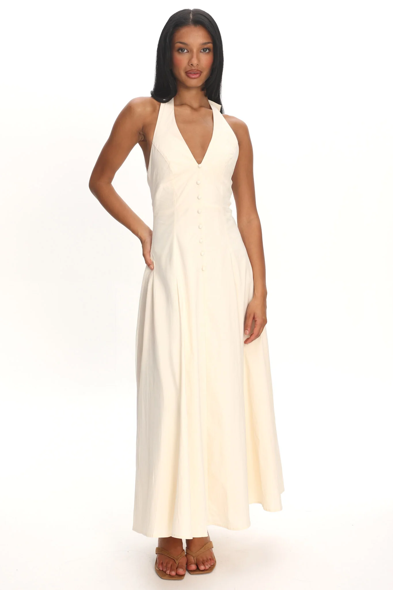 Brea Halterneck Midi Dress Vanilla