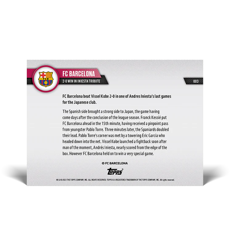 Topps UK - 2-0 win in Iniesta's last game - TOPPS NOW® Card #3
