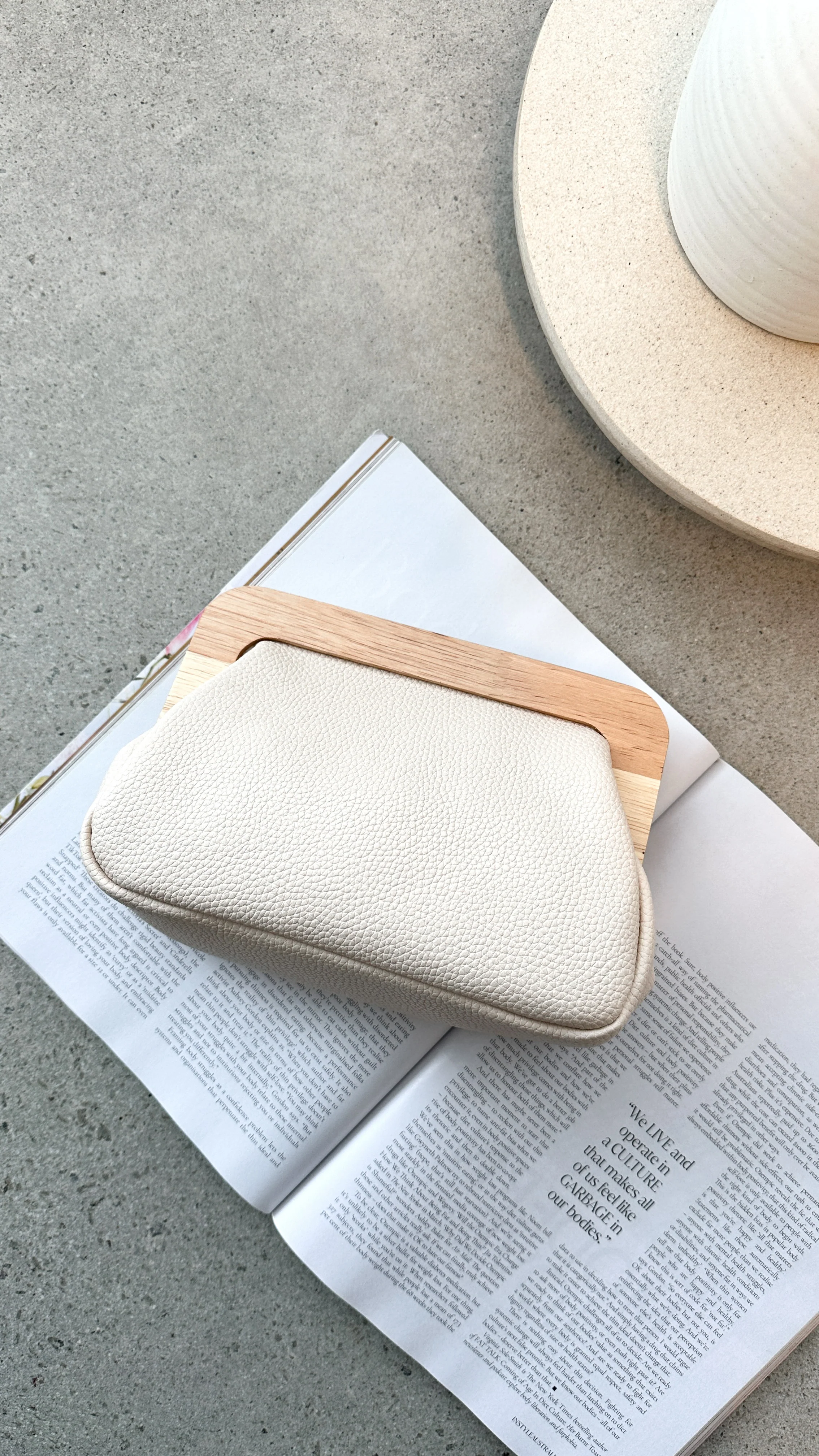 Kimmi Timber Frame Clutch - Nude