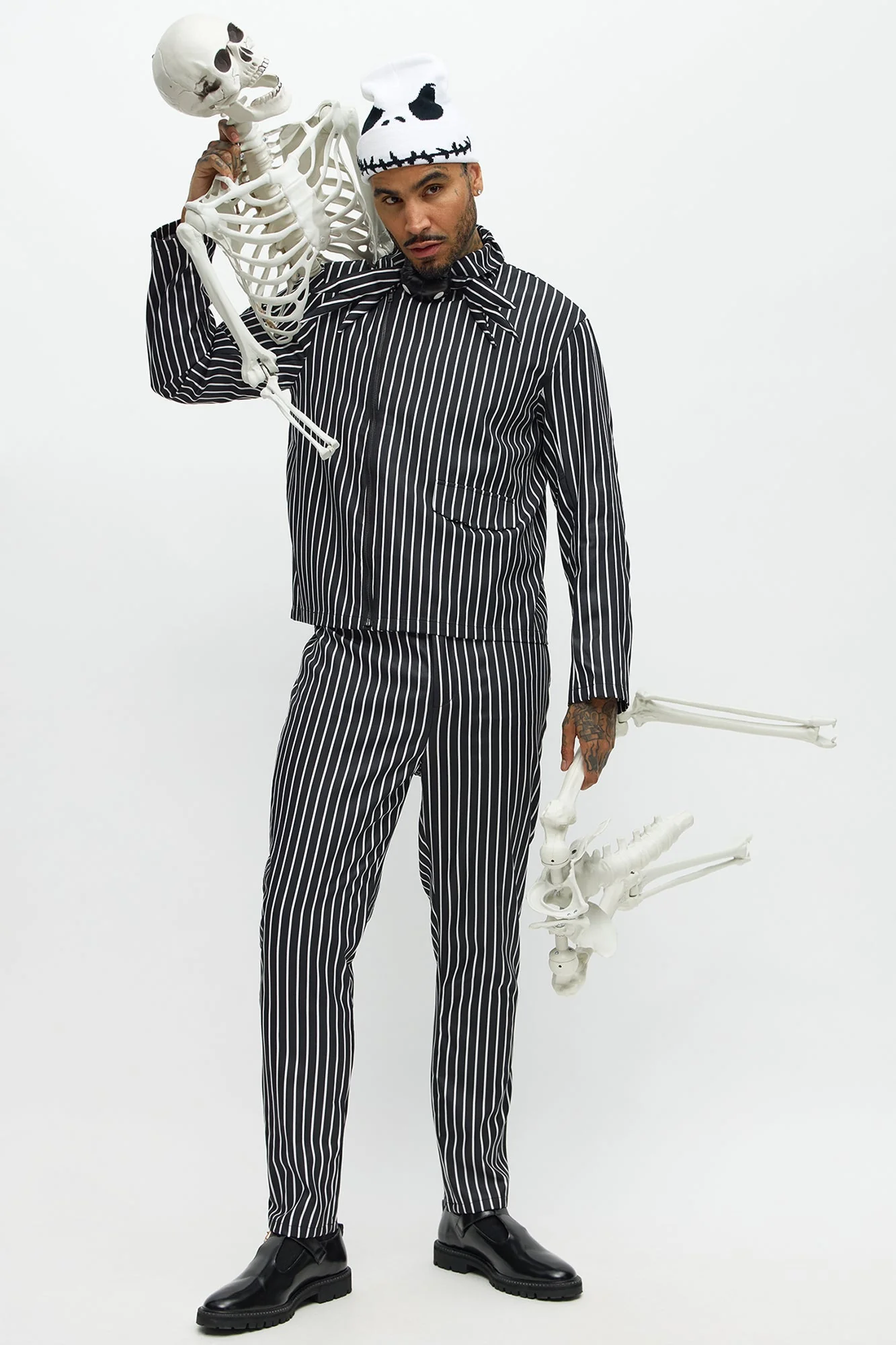 Skeletons In My Closet 4 Piece Costume Set - Black/White