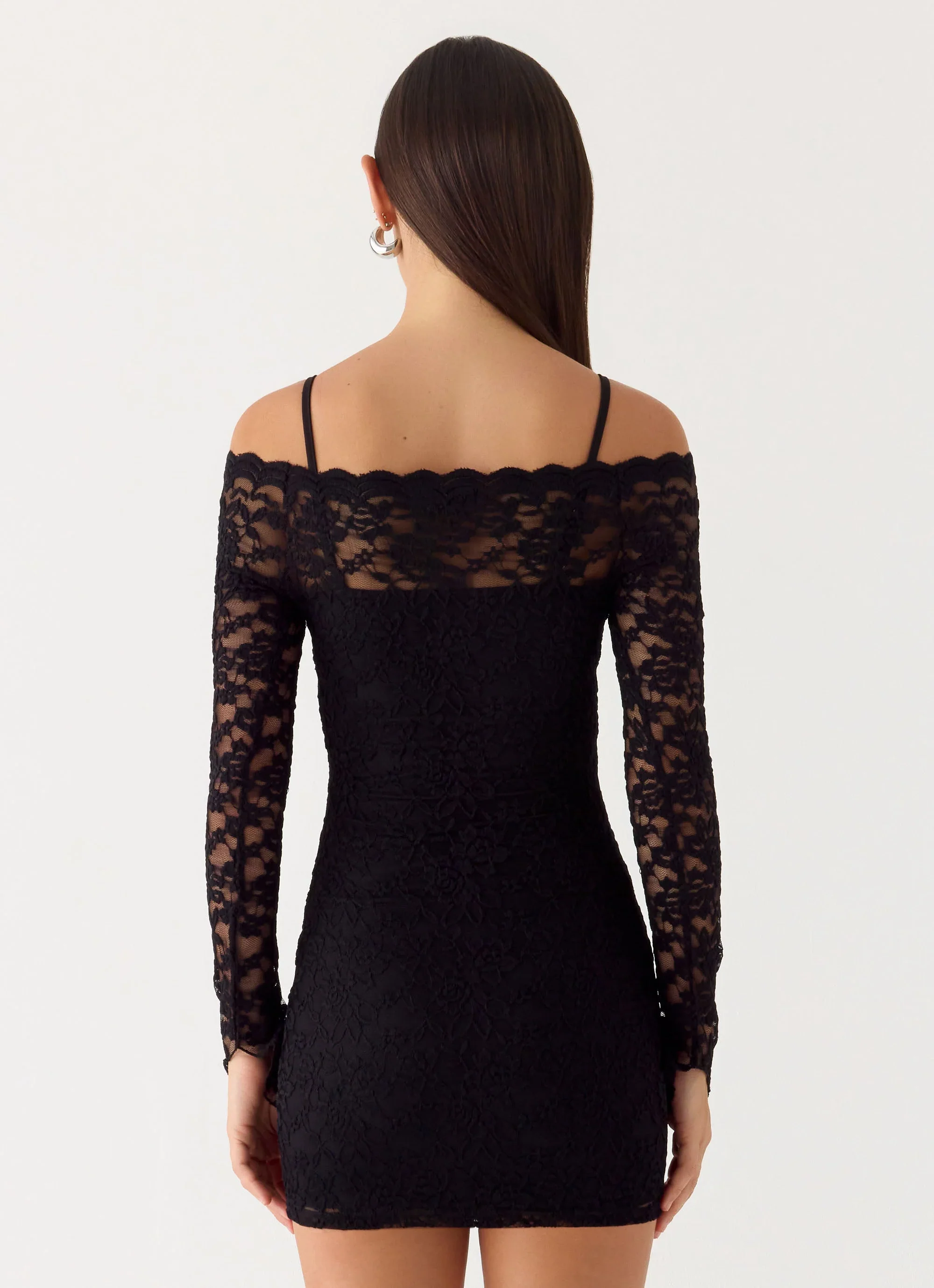 Just This Once Lace Mini Dress - Black