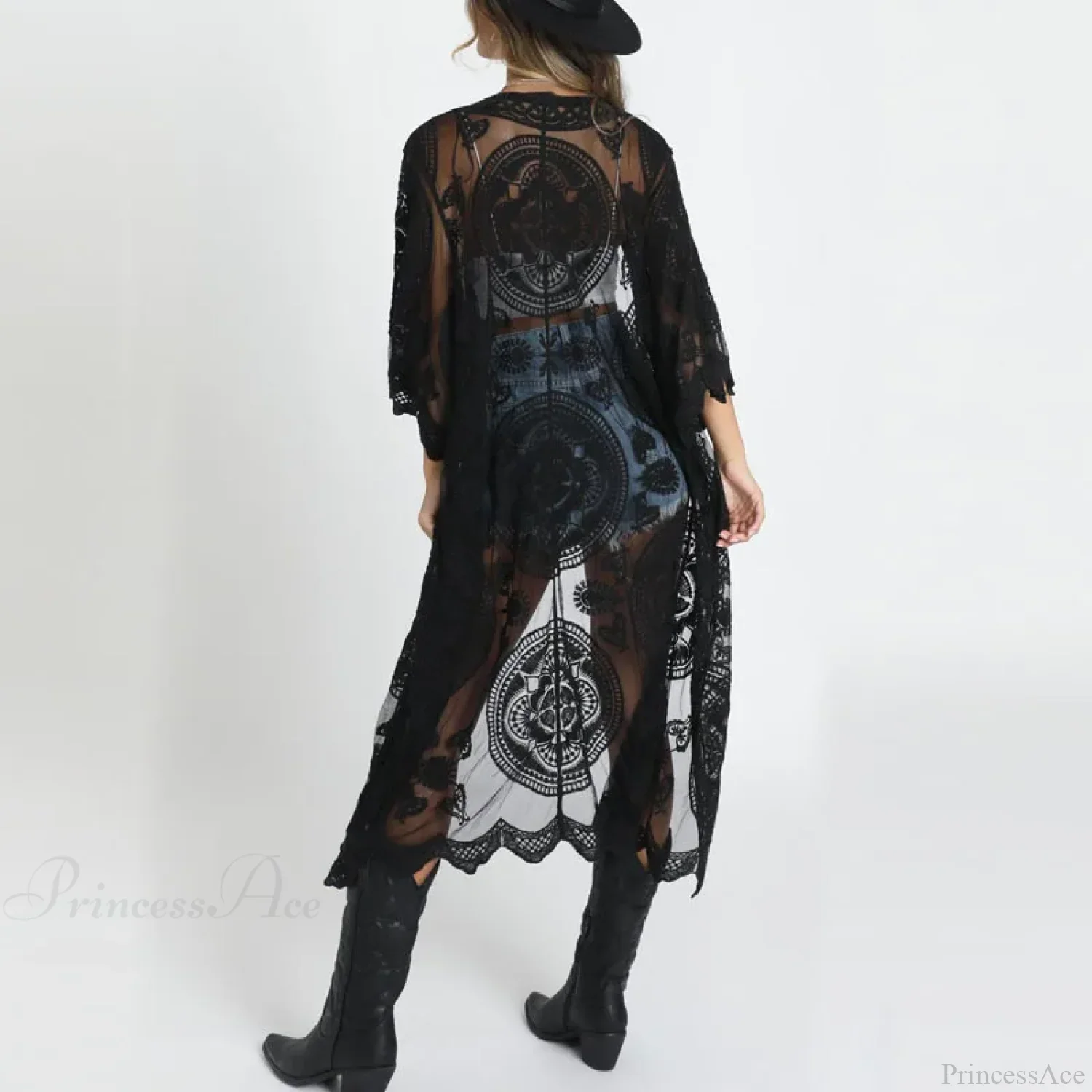 Sexy See-Through Lace Blouse Boho Beach Bikini Cover Up