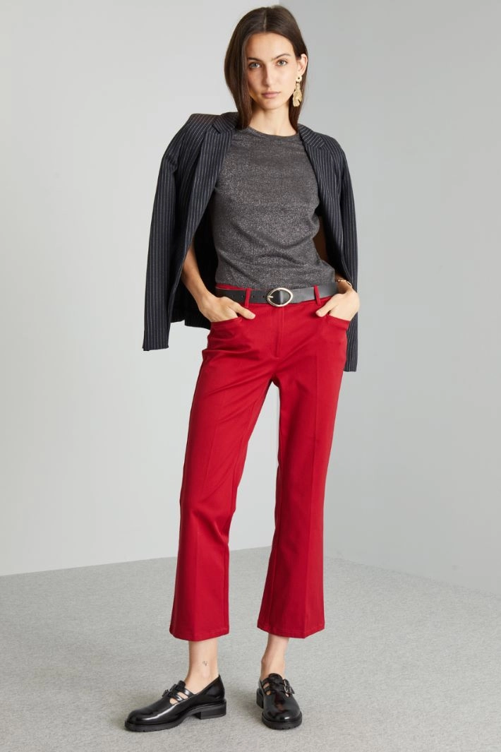 Fitted lamé T-shirt - ANTHRACITE