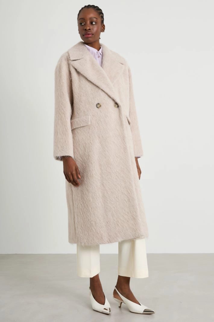 Coat in soft and warm fabric - SAND