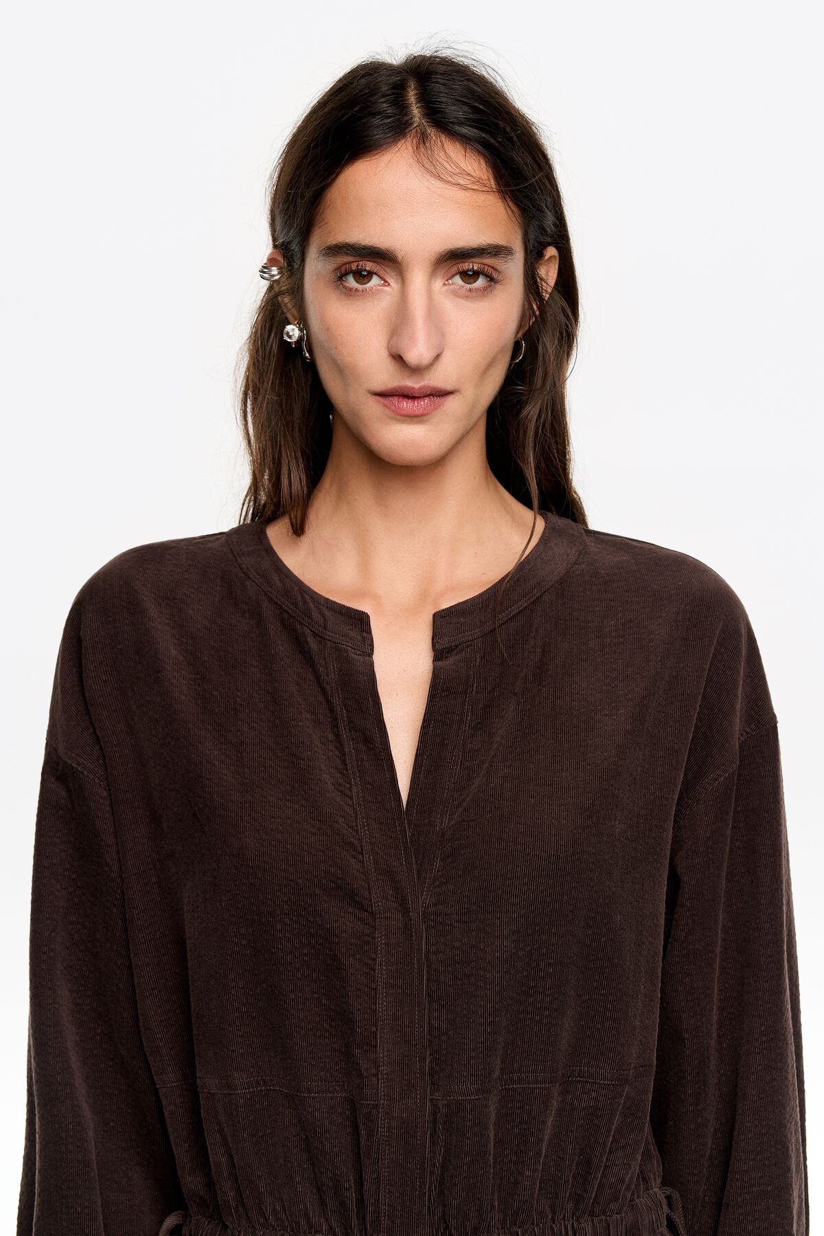 Dark brown adjustable waist jumpsuit