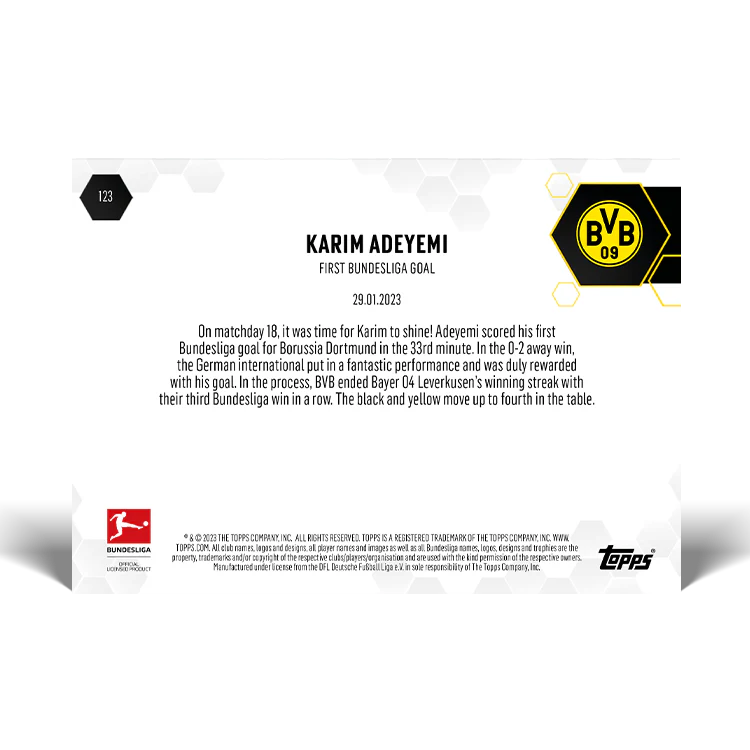 Topps UK - First Bundesliga Goal - Bundesliga TOPPS NOW® Card #123