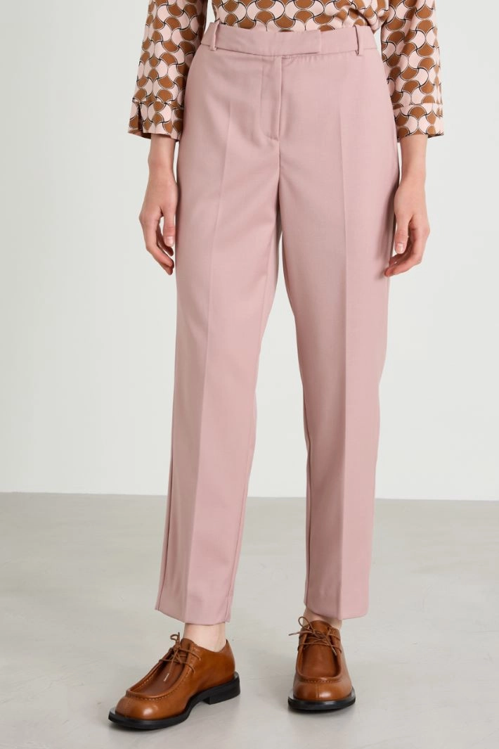 Gabardine cigarette trousers - POWDER PINK