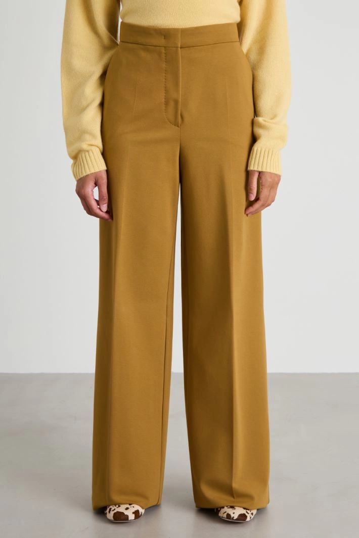 Jersey palazzo trousers - OCHRE