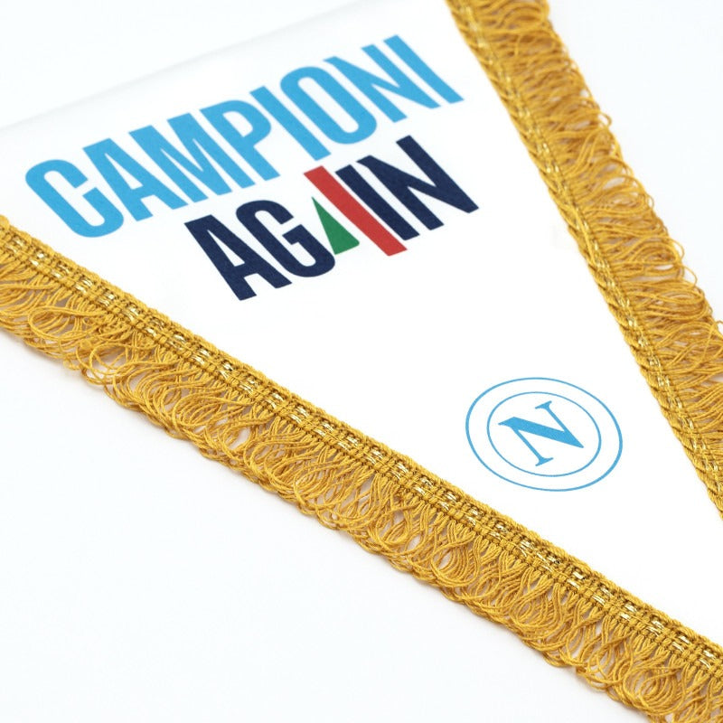 SSC Napoli Campioni d'Italia White Triangular Pennant with AG4IN writing
