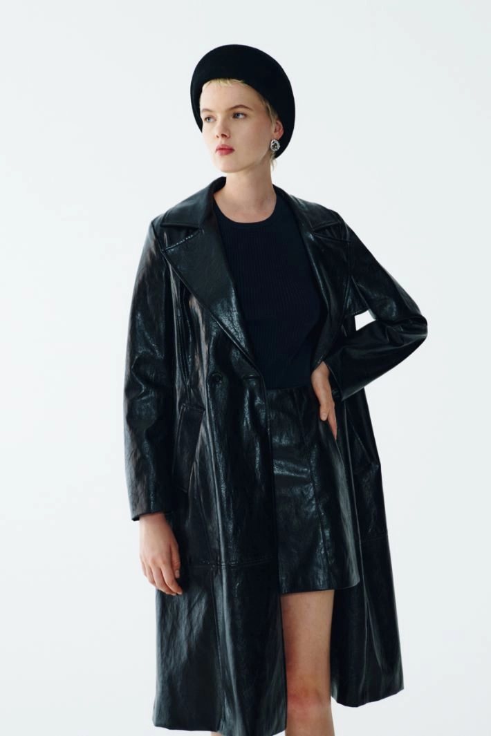 A-line coated jersey skirt - BLACK