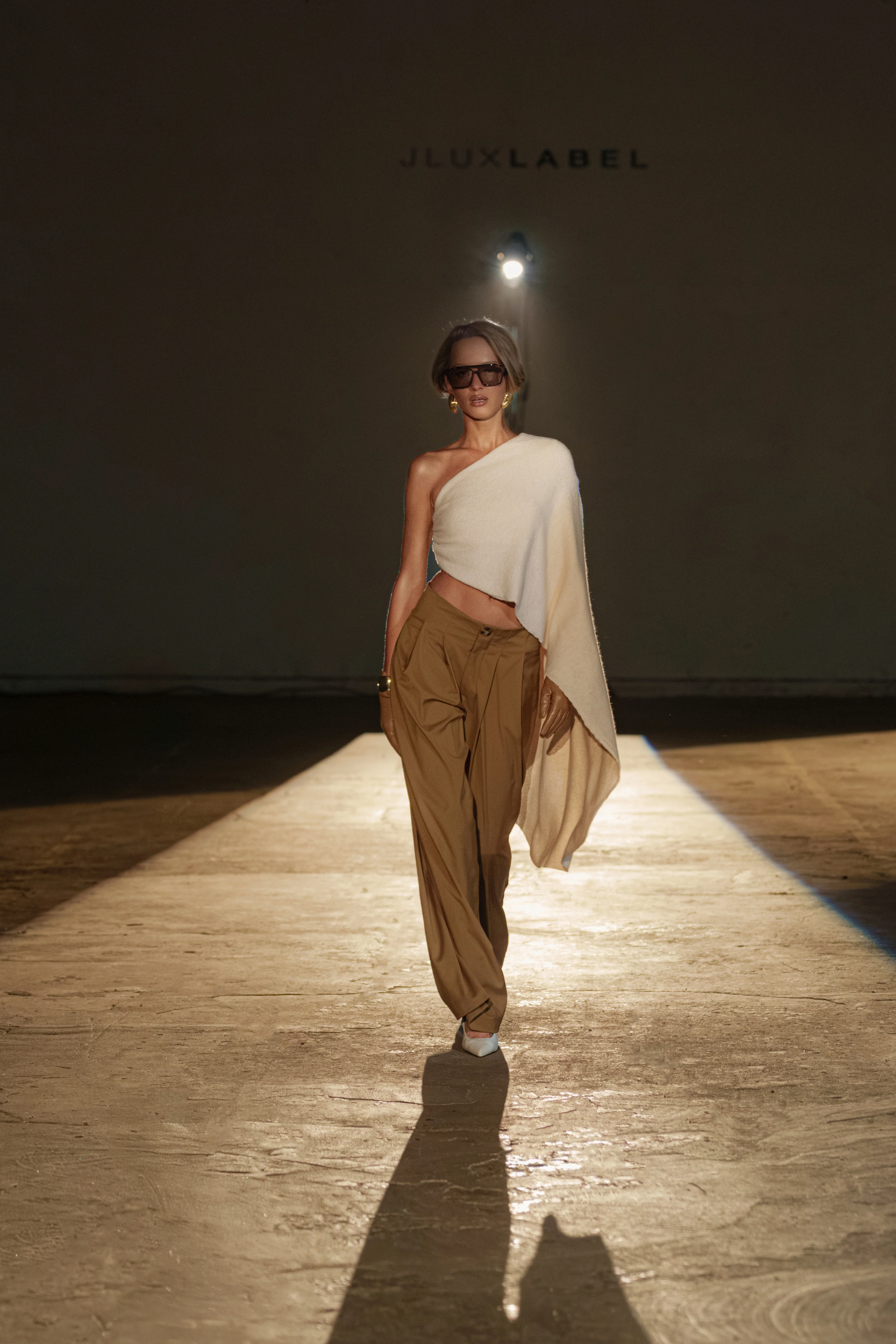 Tan Polished Pleat Trouser