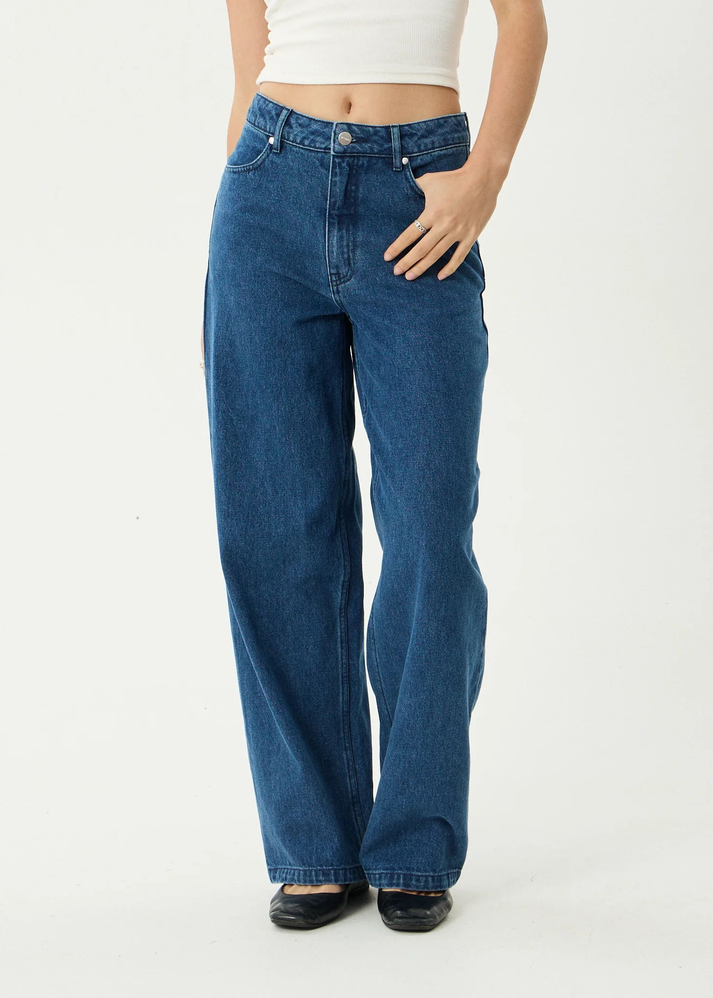 AFENDS Womens Bella - Denim Wide Leg Jean - Authentic Blue
