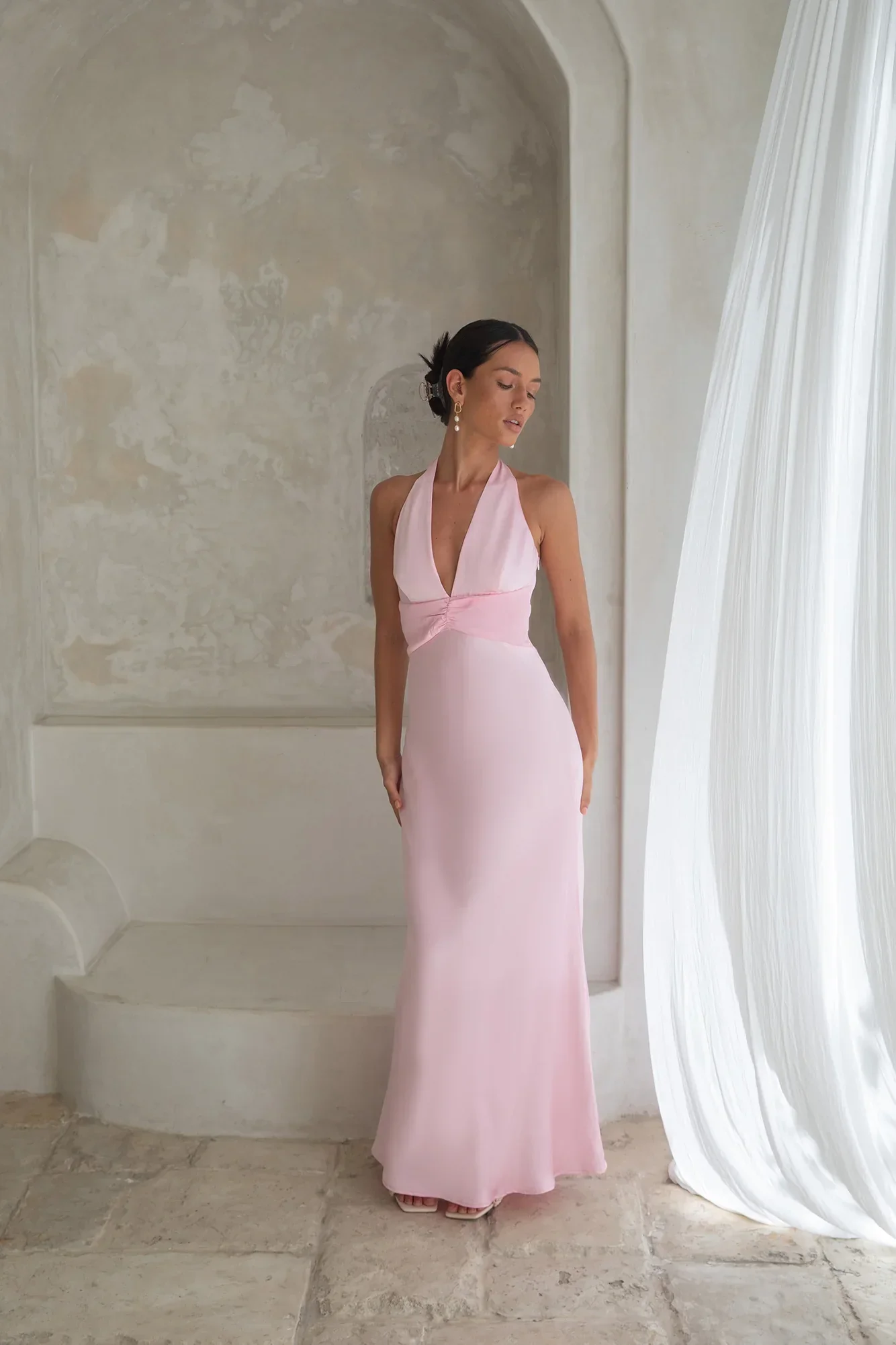 Destinations Halter Maxi Dress Pink