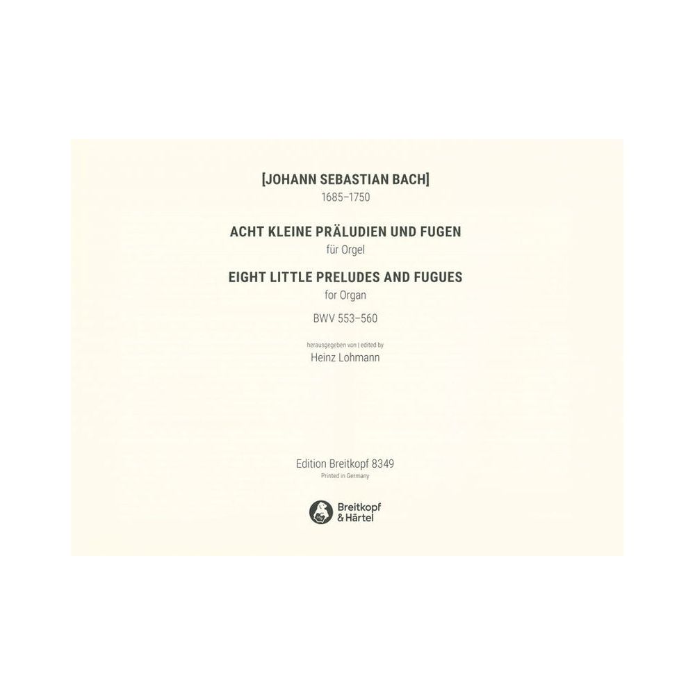 Breitkopf & Härtel Bach Acht Präludien und Fugen – Thomann Ireland