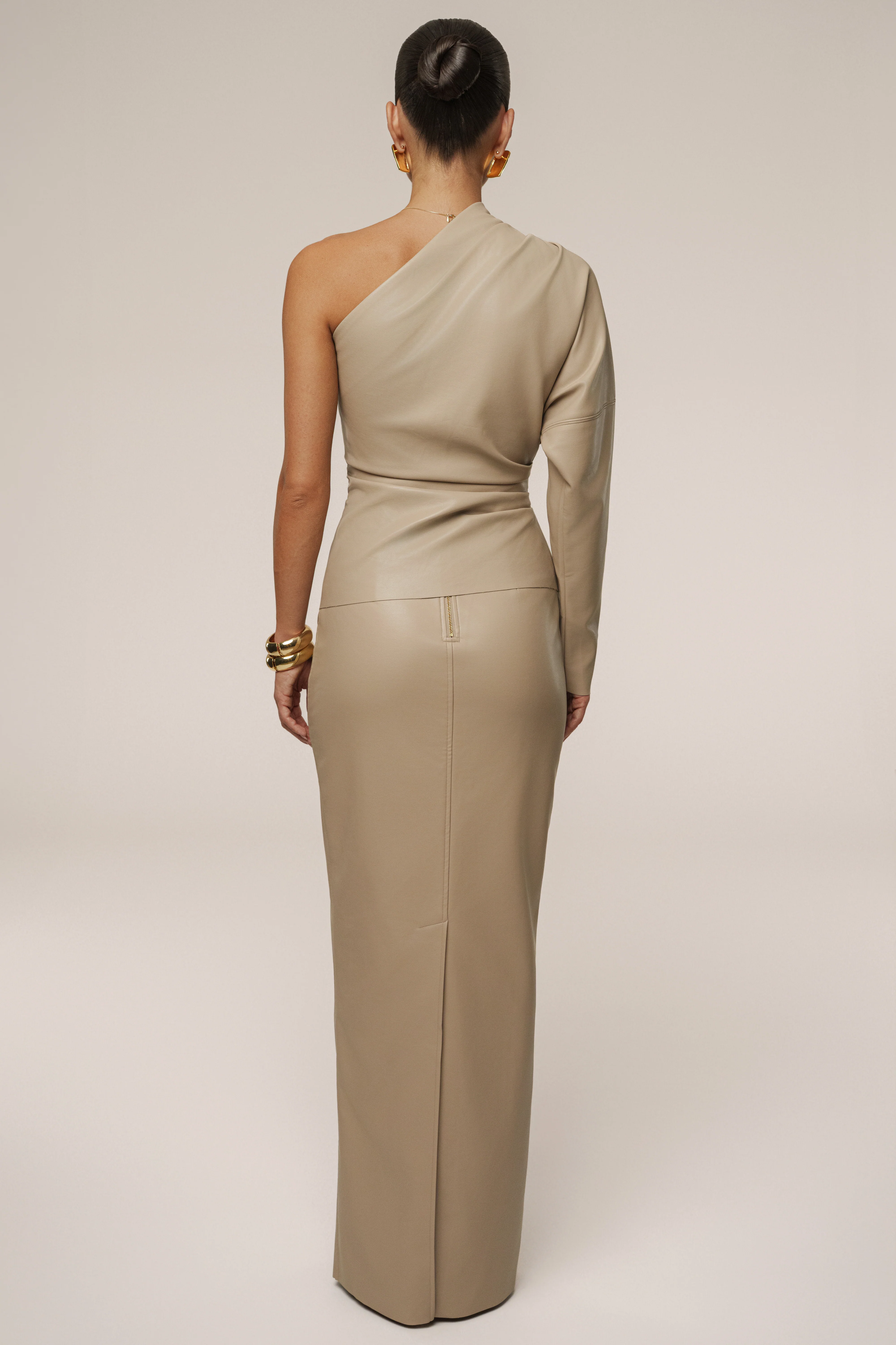 Tan Demi One Shoulder Top