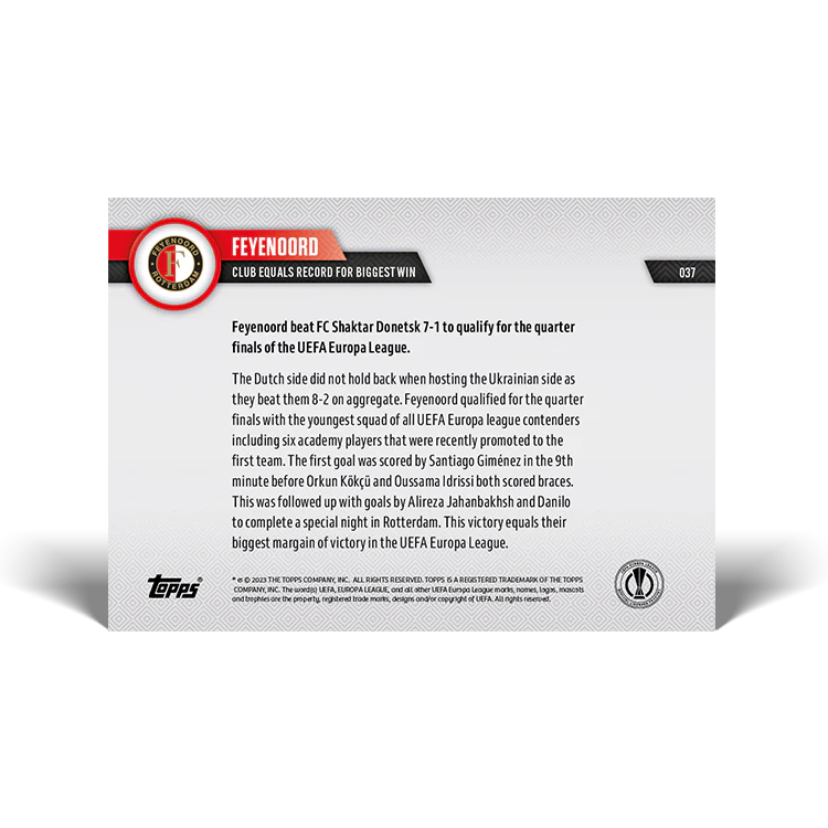 Topps UK - Club equals record for biggest win- EL TOPPS NOW® Card #37