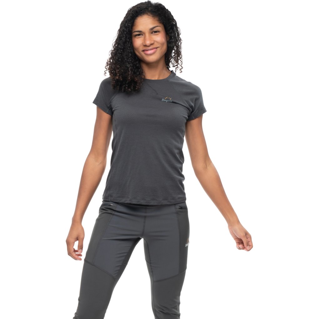 Bergans Y LightLine Merino Tee Women - dark shadow grey/pearl grey