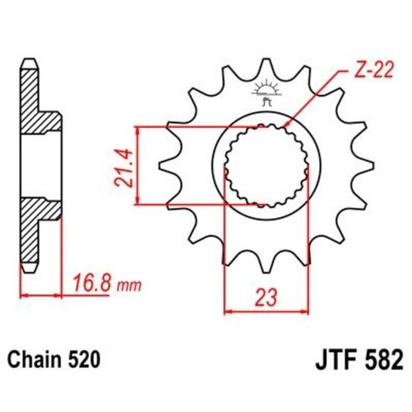 JT. steel countershaft sprocket anti-noise 582 - 520Ref: Jtc01719A / 1022192