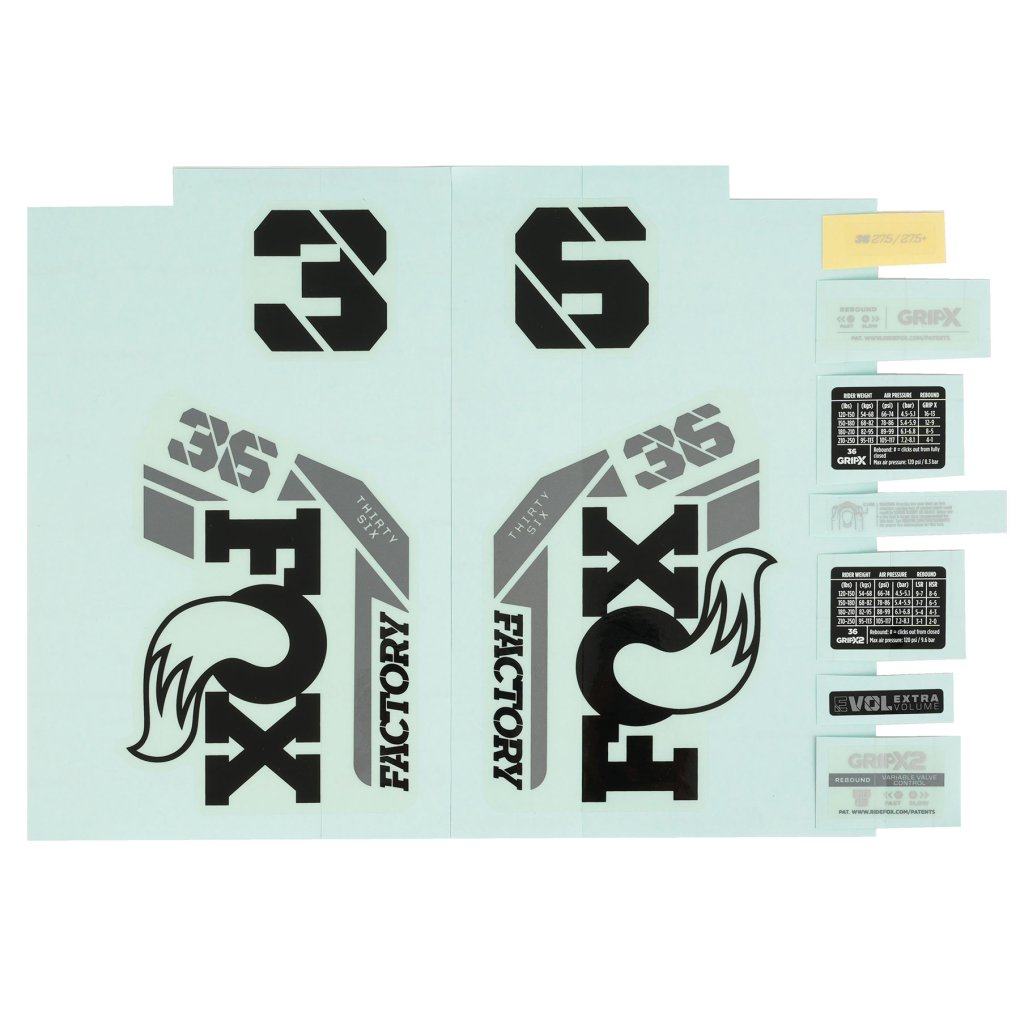 FOX Decal Kit for 36 Suspension Fork (2025) - 803-04-077 | Factory | Shiny Orange | Black Logo