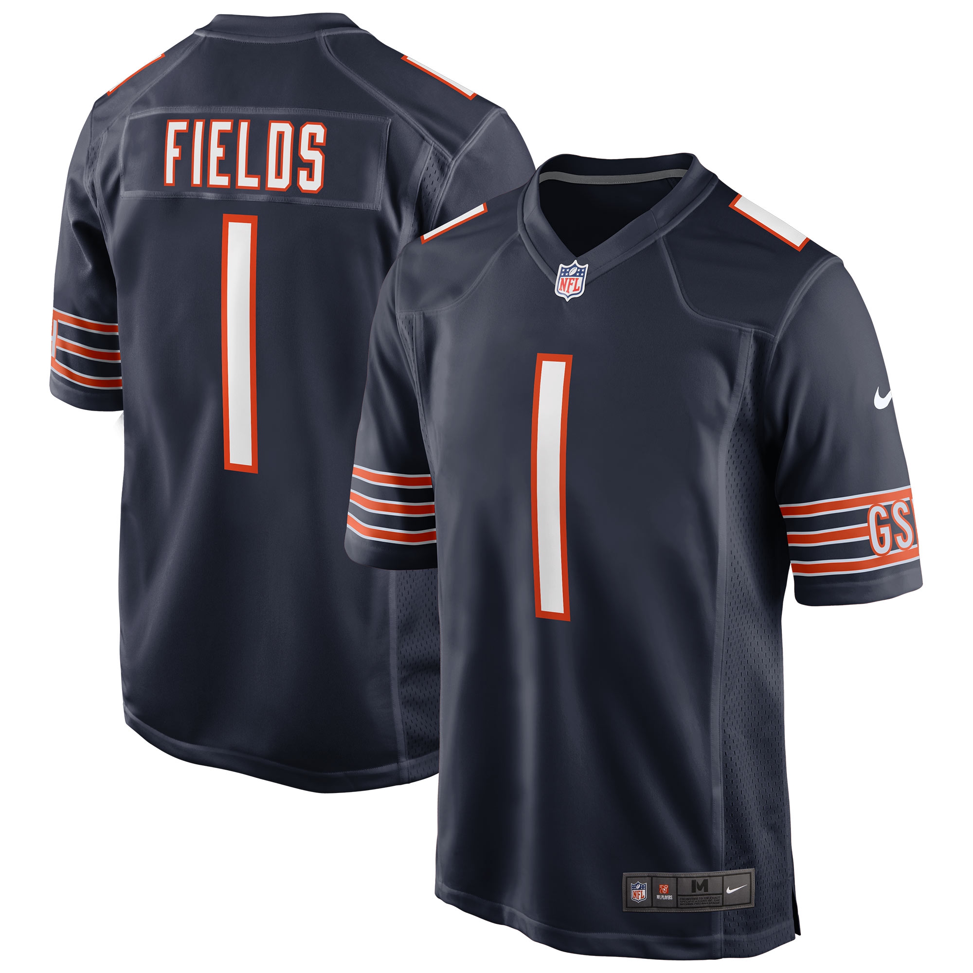 Justin Fields #1 Chicago Bears Nike Game NFL Football Jersey Navy