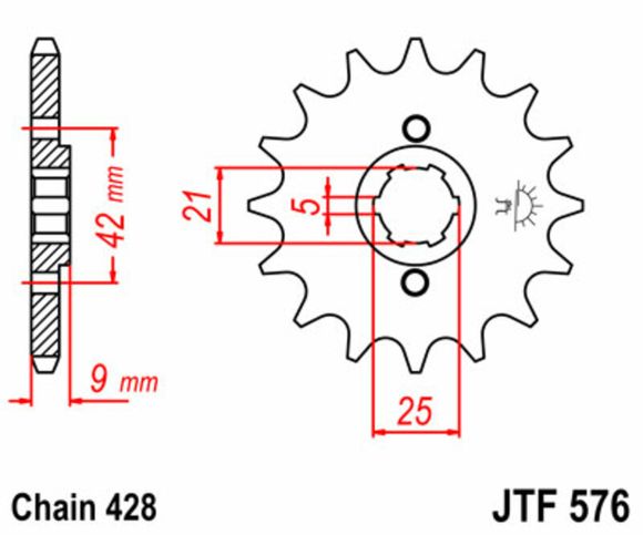 JT. Standard steel 576 - 428YAMAHA 350 XT 350 - 1986 - 1998Ref: Jtc01136A / 1077447004