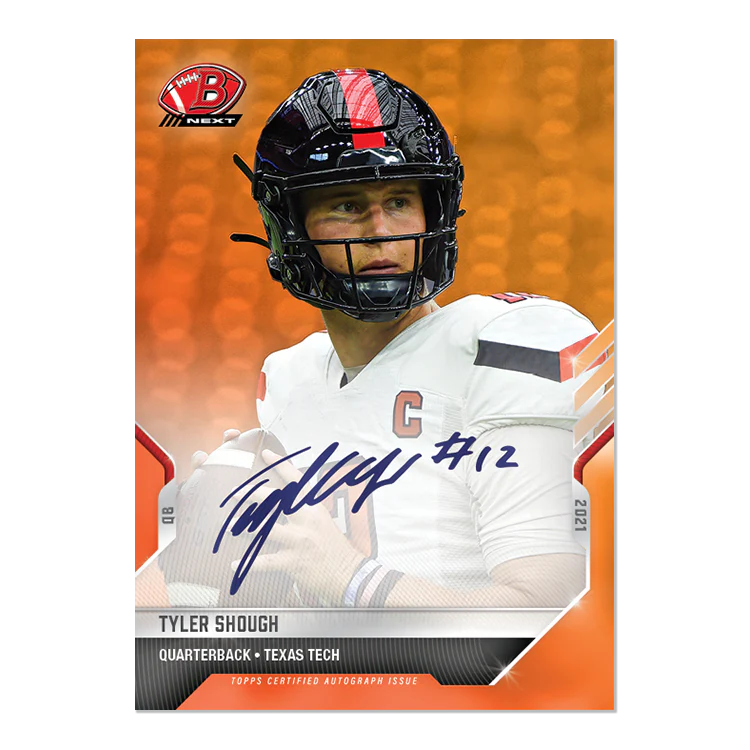 On-Card Auto # to 5 - Tyler Shough - 2021 Bowman NEXT TOPPS NOW® Football Card 7E