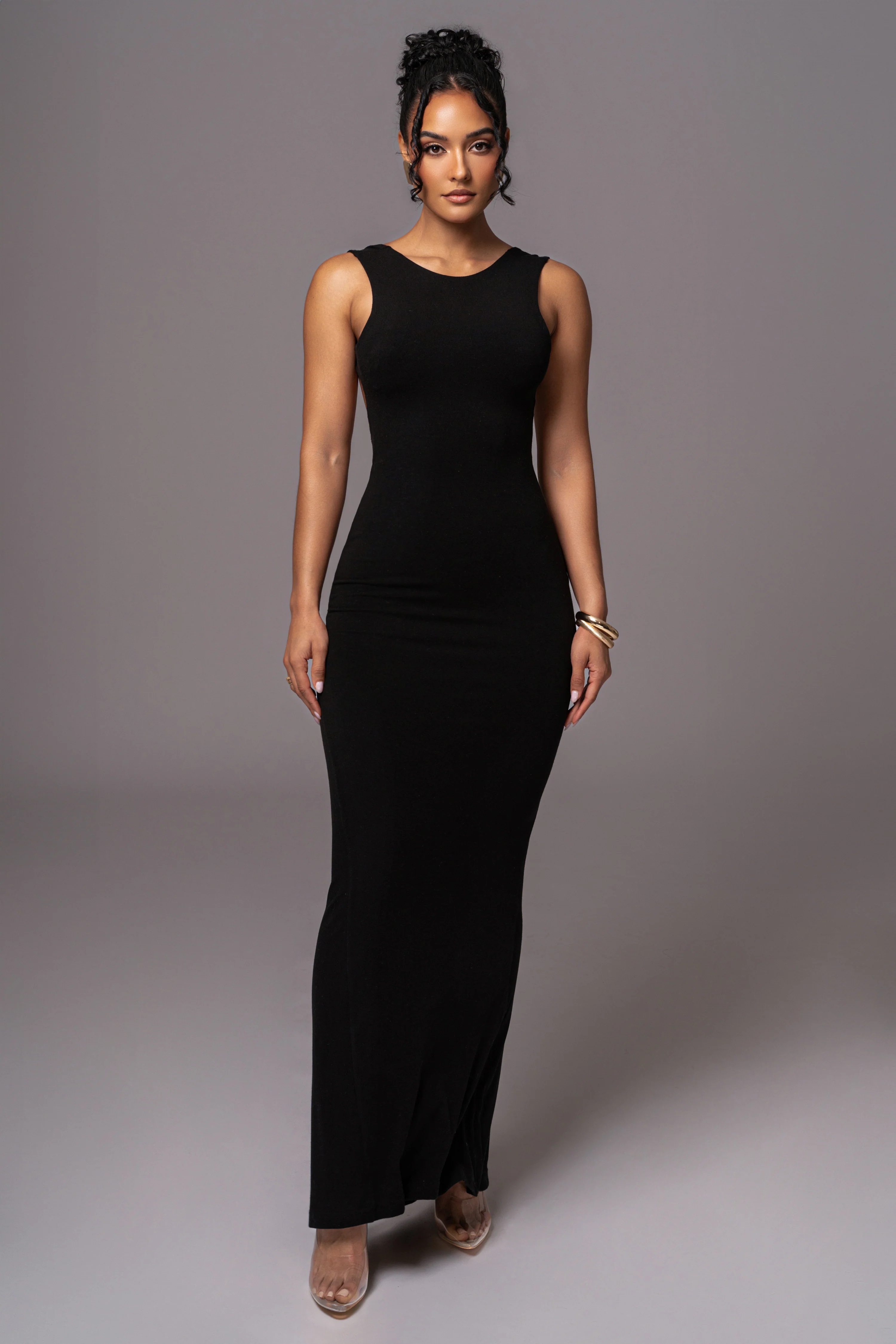 Black JLUXBASIX Front And Center Maxi Dress