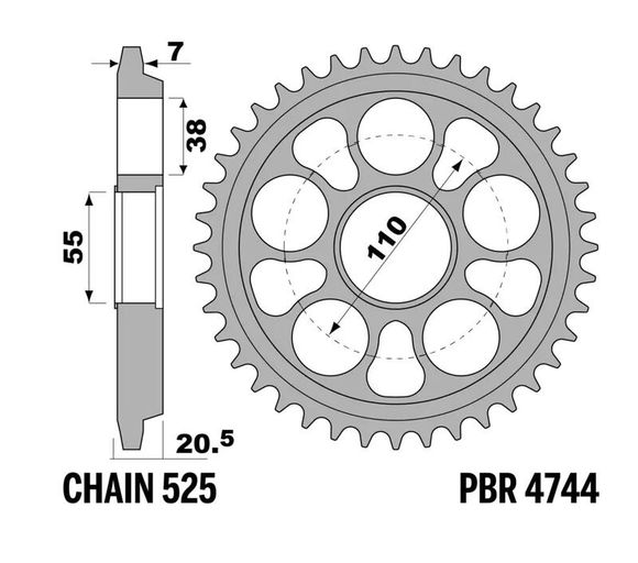 Couronne PBR acier C45 revenu 4744 - 525Ref : PBR01470A / 1108970001