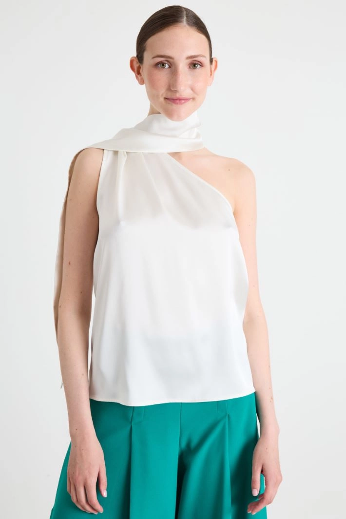 One shoulder top with scarf - PEARL