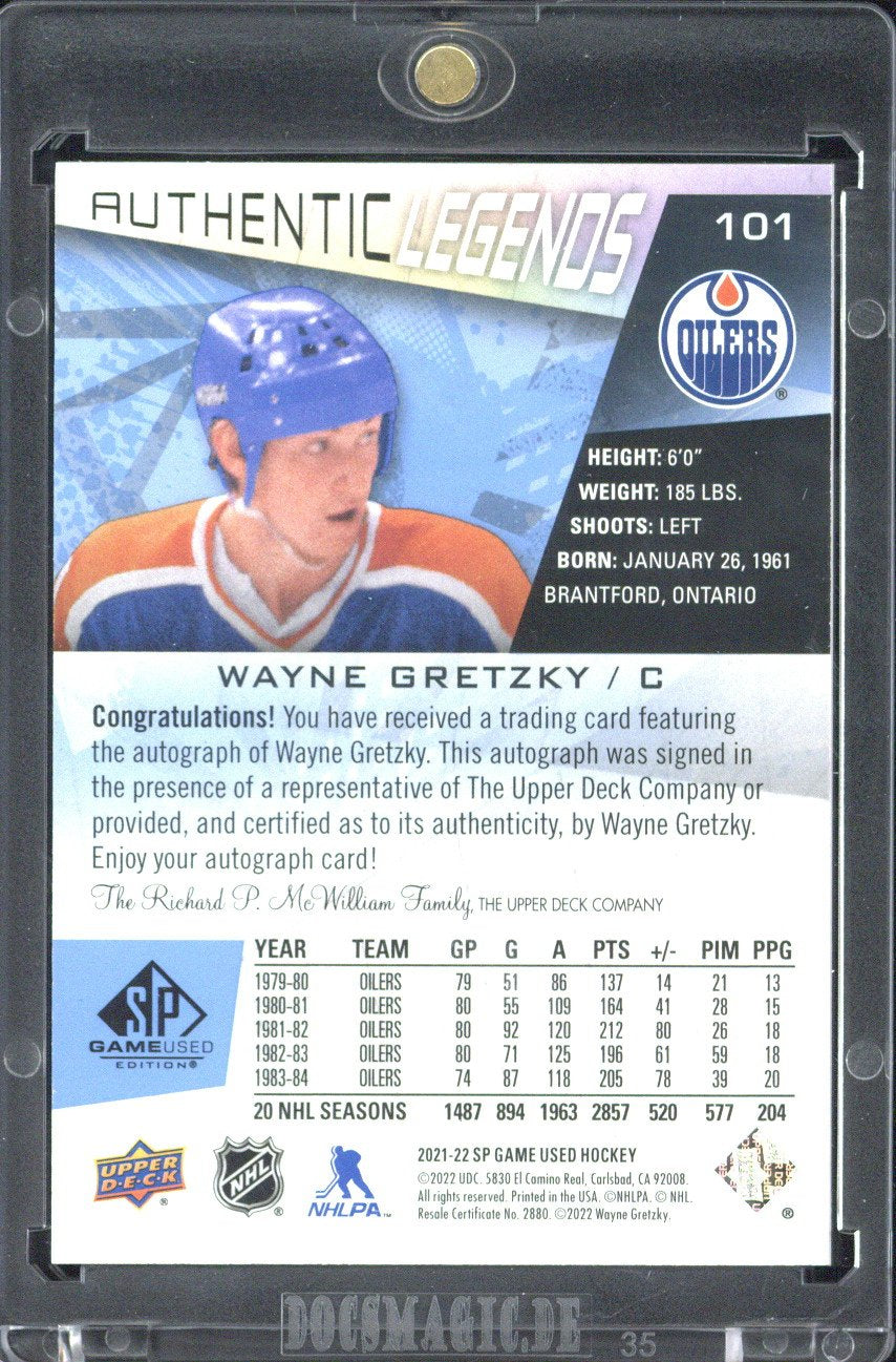2021-22 Upper Deck Wayne Gretzky Authentic Legends Autograph #101
