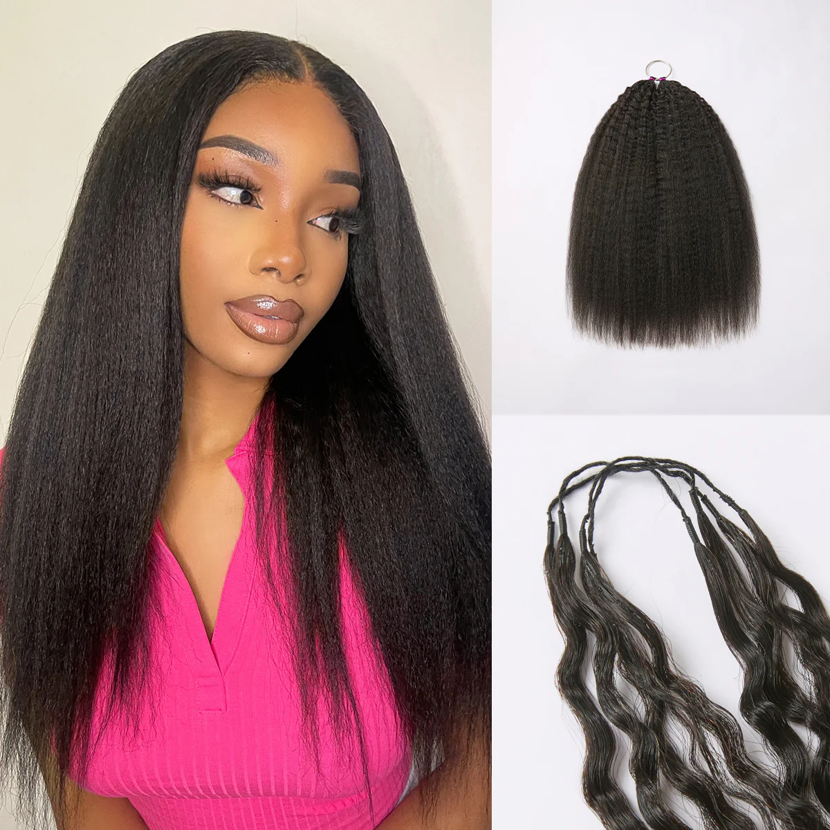 Readitress? Pre-Separated Feather Crochet Human Hair Extensions Kinky Straight Protective Style with Free Gifts - US Only