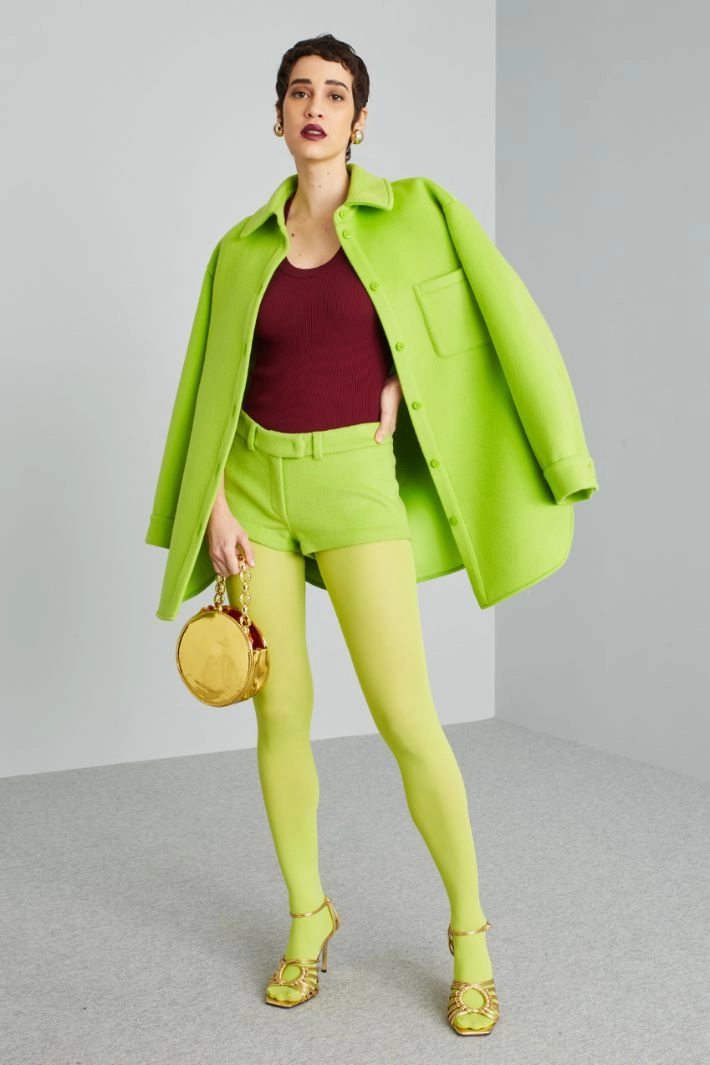 Wool drap shorts - GREEN LIME