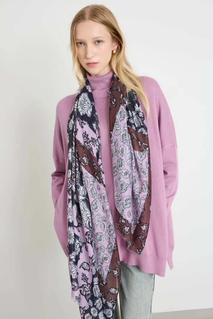 Patterned stole - BLACK LILAC