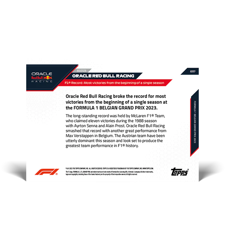 Topps UK - F1 Record: Most victories from the beginning of one season - F1 TOPPS NOW® Card #37