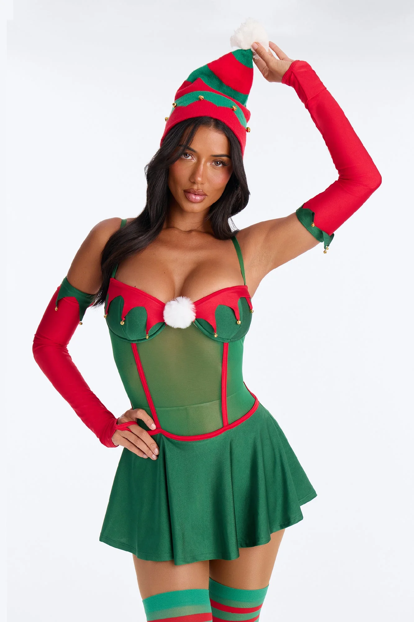 Yuletide Desire 4 Piece Costume Set - Green/combo