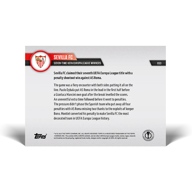 Topps UK - Seven-time UEFA Europa League winners - EL TOPPS NOW® Card #53