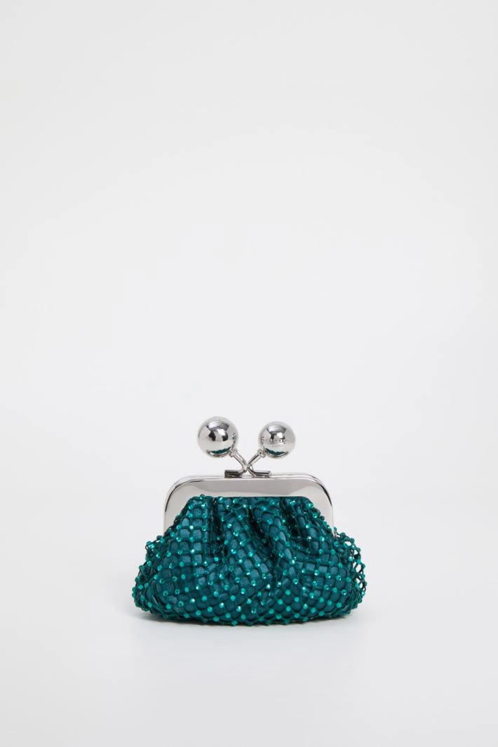 Mini bag in mesh and rhinestones - EMERALD GREEN