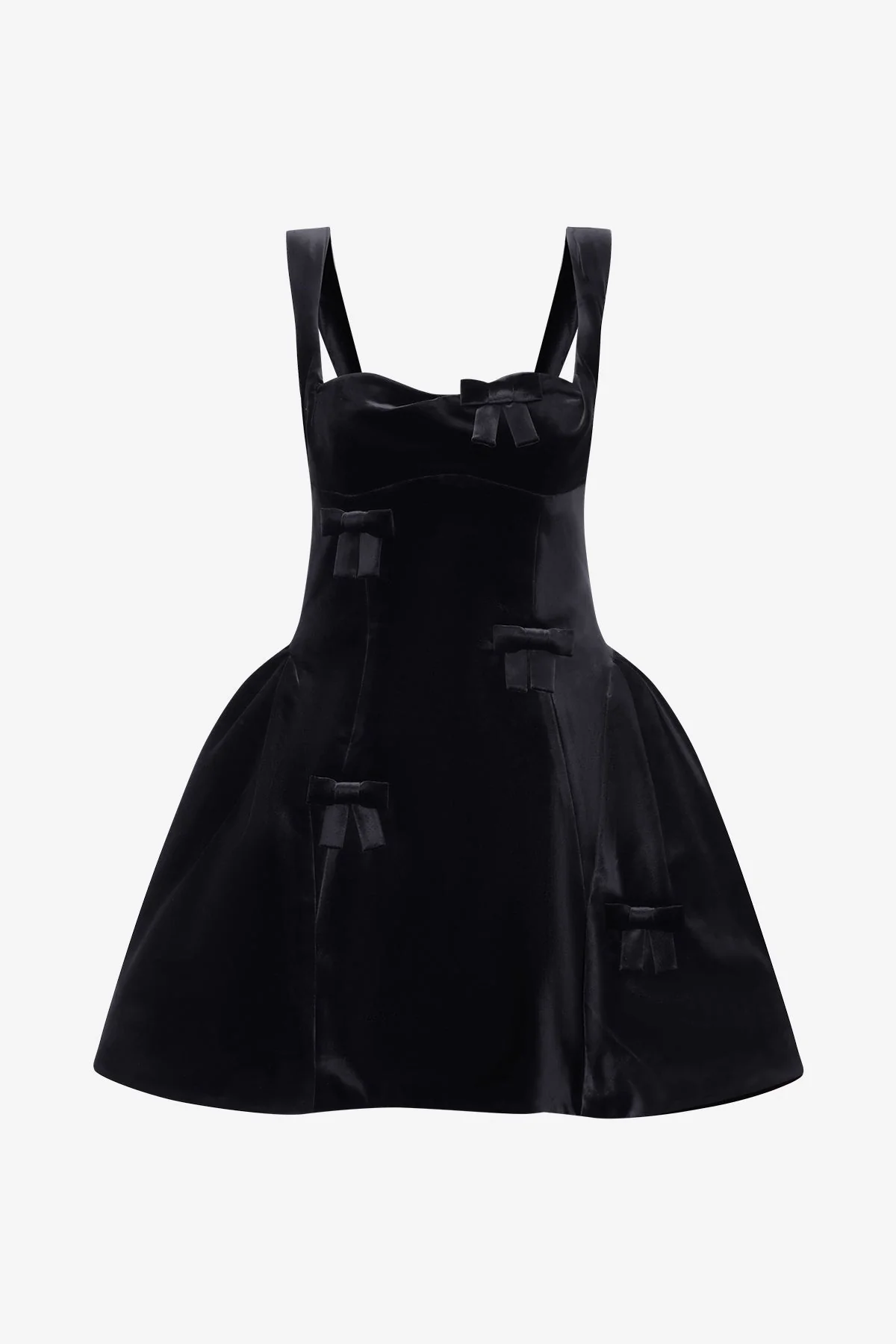 Ariel Velvet Bow Mini Dress - Ebony
