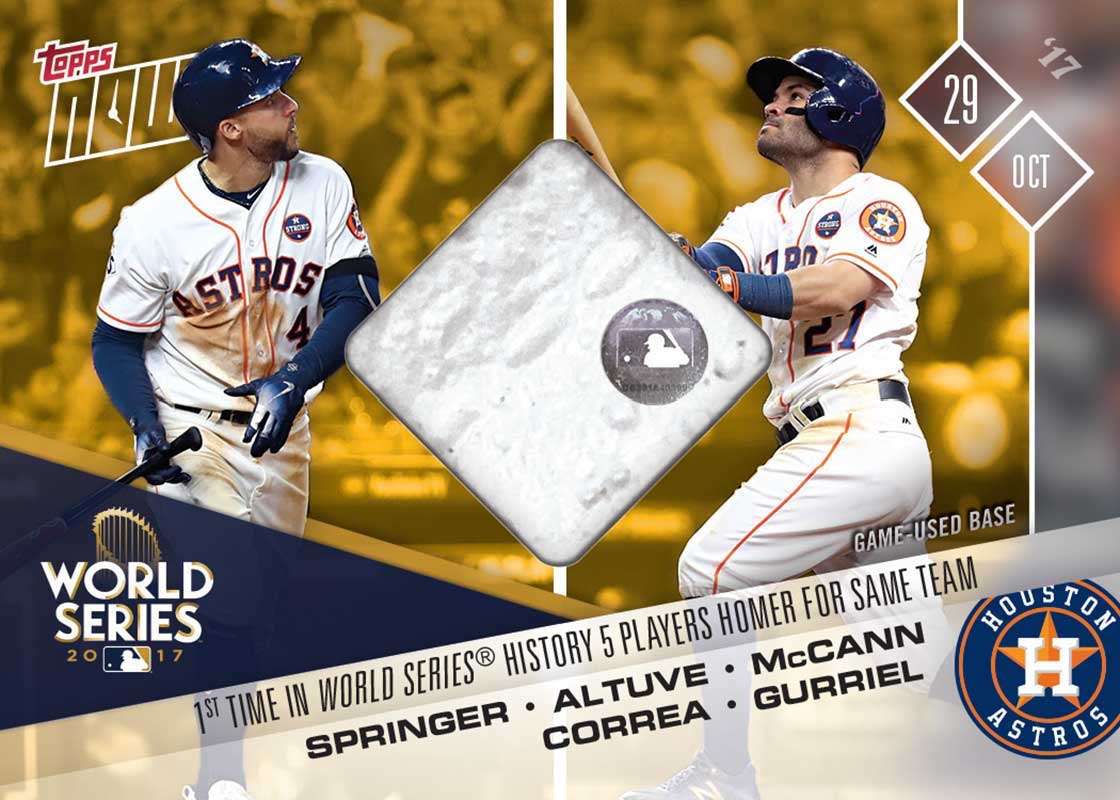 Game-Used Base Card # to 1 - Houston Astros, 1st Time In WS History 5 Players Homer For 1 Team - TOPPS NOW®