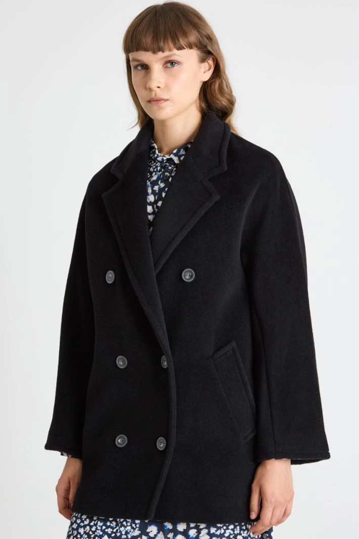 Double-breasted pea coat - BLACK
