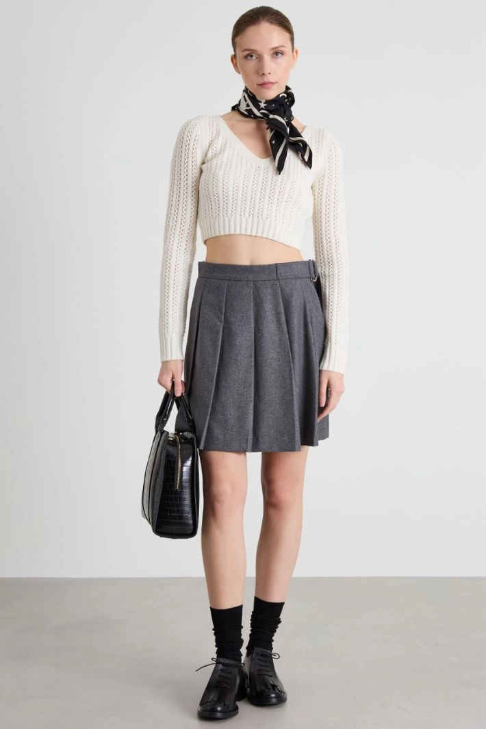 Flannel pleated skirt - GREY
